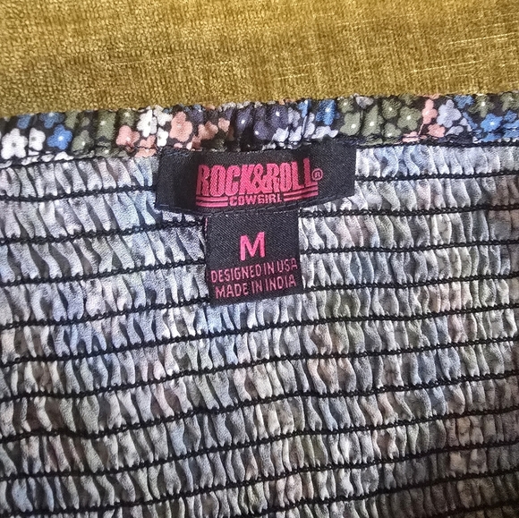 Rock & Roll Cowgirl Floral Blue Dress - Picture 2 of 3